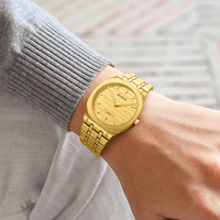 Reloj CURREN para Hombre 8444 de Acero Inoxidable Dorado, Relojes de Lujo para Hombre, Novedades, Reloj de Pulsera de Cuarzo Analógico Resistente al Agua, Reloj para Hombre