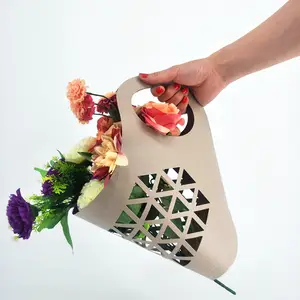 Bolsa carteira para presente, bolsa para presente com flores em papel dobrável