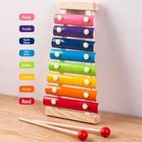 Xylophone en bois arc-en-ciel à 8 notes avec maillets, instrument musical éducatif sensoriel précoce pour enfants, jouet pour tout-petits
