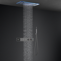 Nouveau design 2026 Ensemble de douche Bluetooth musical pour salle de bain 600*320 MM avec pommeau de douche LED encastré plafond effet pluie et cascade et système de robinetterie numérique