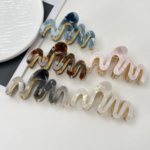 ZiTeng nuova Patch acetato combinato con Clip ondulata con motivo floreale accessorio per capelli da donna con molletta per capelli - Product Image 5