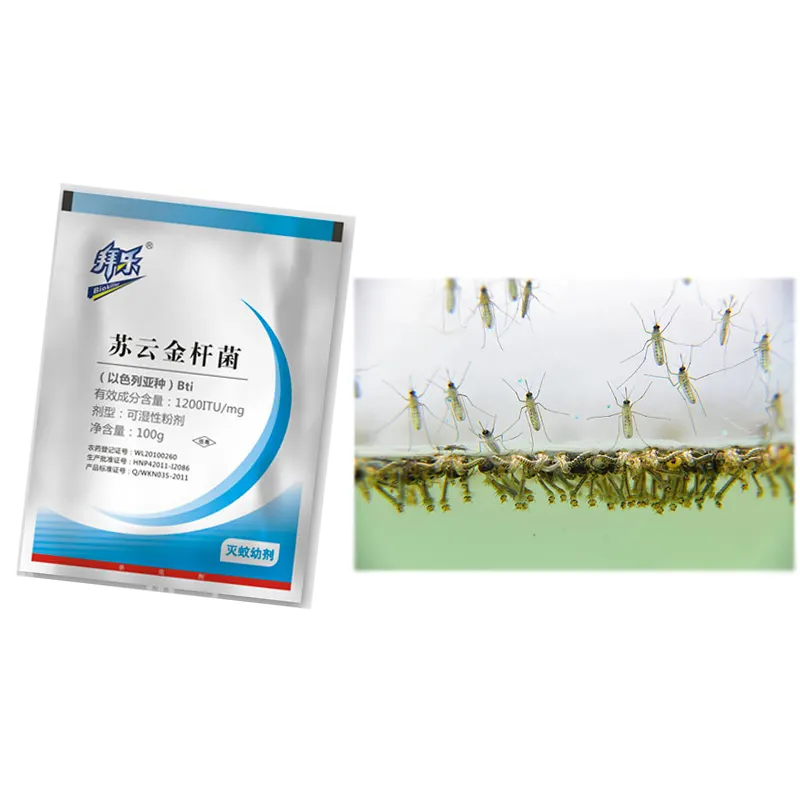 Most widely used microbial insecticide BTi Israel subspecies Kill mosquito larvae slaughter house sewage treatment works