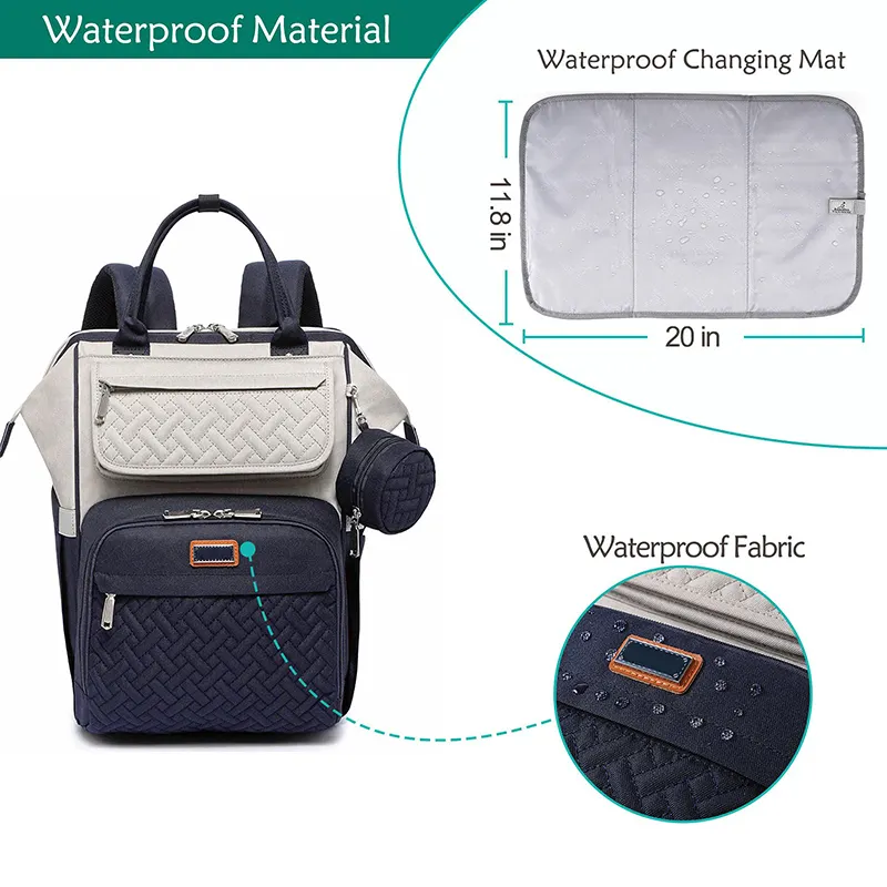 Multi function Waterproof Diaper Bag Travel Baby Diaper Bag Backpack Mummy Nappy Bag with Changing Pad