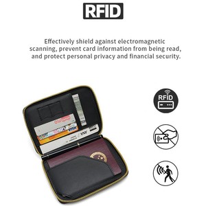 Pierre Loues <b>Passport</b> <b>Holder</b> <b>Pink</b> RFID Protection Zippered Travel Document Case 7 Inch Solid Color Embossing Design - Product Image 5