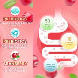 Gummies prébiotiques <span class=keywords><strong>et</strong></span> probiotiques pour femmes adultes, saveur fraise, 5 milliards, original, vente en gros - Product Image 3