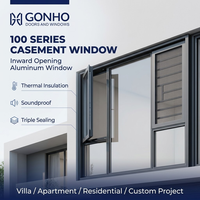 Fenêtre à battant en aluminium pour projets de construction sur mesure, profil de 1,6 mm, double vitrage, ouverture vers l'intérieur