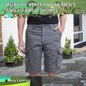 Shorts Cargo Décontractés Homme de Haute Qualité 100% Coton Toile Taille Élastique Logo Personnalisé Brodé Multi-Poches Respirant Mi-longueur OEM - Product Image 3