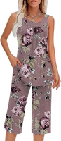 Ensemble de pyjama pour femmes, vêtements de maison, pyjama doux, ensemble deux pièces, pyjama d'été sans manches, combinaison-pantalon avec poches