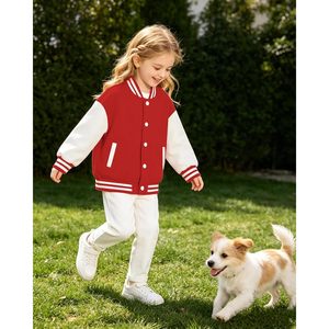 Veste bomber et veste de baseball unisexe pour enfants d'école primaire, pour garçons et filles, en tissu tricoté - Product Image 6