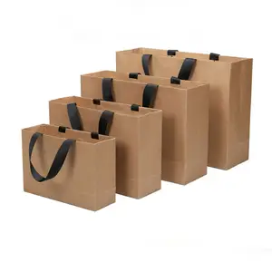 High Quality Shopping Bag Custom Logo White Black Brown Kraft Paper Gift Bag