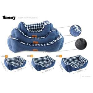 Set di Tre Pezzi di Lettini per Animali Blu con Rilascio di Sabbia, Griglia a Mille Uccelli, Nido Quadrato in Pelo di Coniglio - Product Image 1