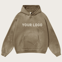 Sweat à capuche pour homme, coupe ample, effet vieilli, délavé à l'acide, avec logo personnalisé, style vintage, surdimensionné