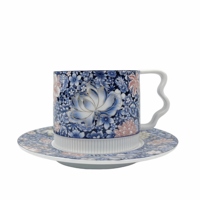 Ensemble tasse et soucoupe en céramique de 300 ml, style chinois élégant, finition artisanale, accessoires de vaisselle, pour hôtel, en stock, design personnalisé