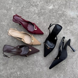 Eleganti <span class=keywords><strong>Scarpe</strong></span> da Donna <span class=keywords><strong>con</strong></span> <span class=keywords><strong>Tacco</strong></span> Sottile alla Francese, Punta Affusolata e Bella Fibbia Sandali alla Moda - Product Image 1