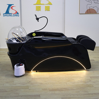 Version élargie Tête de spa électrique Circulation de l'eau Shampooing Lit Lavage des cheveux Lit de massage pour salon de coiffure