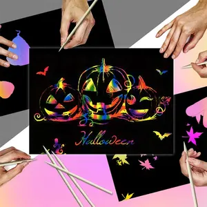 Promocional DIY arcoíris mágico rasguño boceto arte pintura tarjeta libro