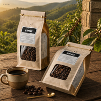 Pochette d'emballage personnalisée pour grains de café, sachets octogonaux à soufflets latéraux, emballage de café pour la vente au détail