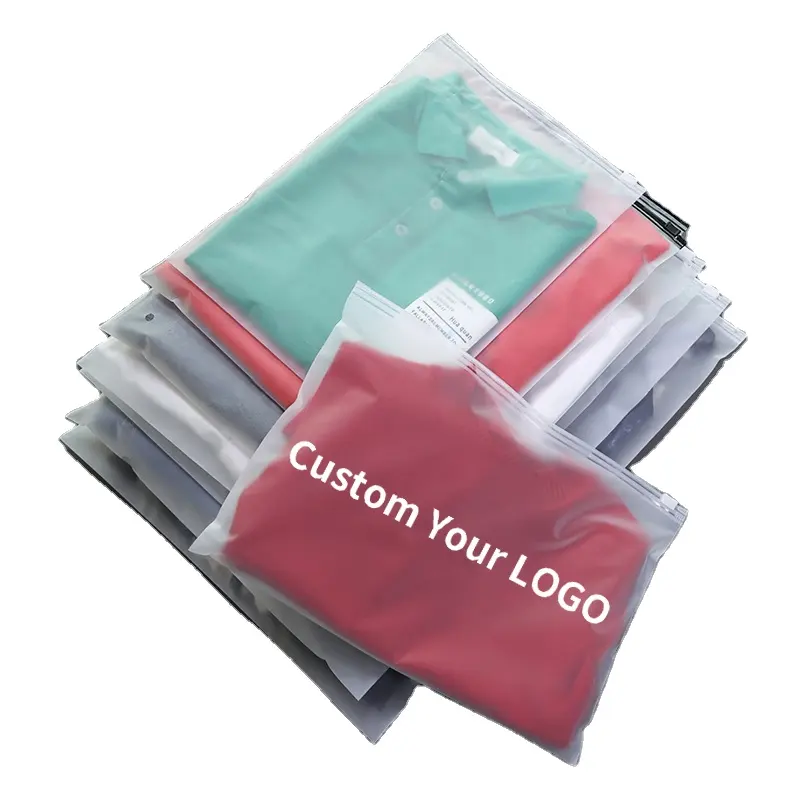 Eco -friendly Custom frosted Biodegradable Plastic Packaging Zipper Bags T Shirt jeans Zip Lock Clothing Bags With Logo