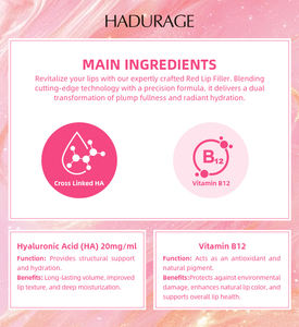 Lips Only <span class=keywords><strong>Precio</strong></span> de Fábrica HADURAGE Relleno Labial de Gel HA Natural con VB12 2*1ml 20mg/ml 6-18 Meses Hecho en Francia <span class=keywords><strong>para</strong></span> <span class=keywords><strong>Labios</strong></span> - Product Image 6