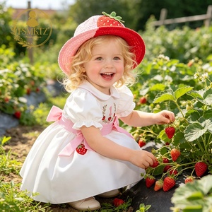<span class=keywords><strong>Robe</strong></span> de baptême pour bébé fille de 1 an, broderie fraise, manches bouffantes, <span class=keywords><strong>robe</strong></span> de fête pour bébé fille de 1 an - Product Image 3
