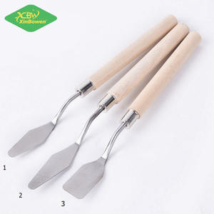 Xinbowen — grattoir de mélangeur de peinture, manche en bois, peinture à l'huile en acier inoxydable, spatule en métal, <span class=keywords><strong>Palette</strong></span> de couteaux, <span class=keywords><strong>Palette</strong></span> de couteaux, 3 pièces par ensemble - Product Image 4