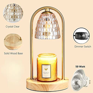 Lampe chauffe-bougie en bois et verre avec minuterie et variateur d'intensité pour la fonte et le chauffage de la cire parfumée - Product Image 3