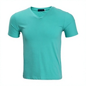 T-shirt pour homme en coton uni de qualité supérieure, col en V, couleur unie, logo personnalisé, fabricant en gros, streetwear, t-shirts pour homme à col en V - Product Image 1