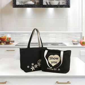 Bolsa de Tela de Algodón Personalizada con Estampado de Letras, Logotipo Serigrafiado, Reutilizable, con Cierre de Cremallera, Portátil, para Regalos y Promociones - Product Image 2