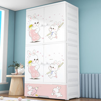 Armario Infantil de Plástico con Diseño de Animales de Dibujos Animados, Armario de Almacenamiento Multicapa con Cajones, Armario Infantil, Armario de Almacenamiento para Niños