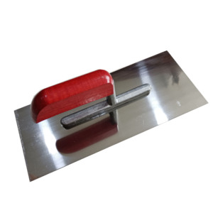 Outils de maçonnerie, truelle à plâtrer en acier au carbone 280x120x0,7 mm avec manche en forme de banane rouge - Product Image 4