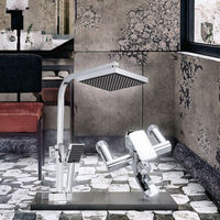 Ensemble de douche mural thermostatique à poignée unique, effet pluie douce, pour baignoire rectangulaire, finition gris anthracite, avec robinet à affichage numérique, en céramique, pour hôtel