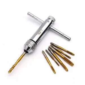 Có thể điều chỉnh t xử lý cờ lê Ratchet cờ lê M3-M8 vít vòi Chủ Đề Số liệu phích cắm machinist dụng cụ cầm tay tap & Die Set