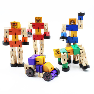 Niños transformación <span class=keywords><strong>Robot</strong></span> bloques de construcción juguetes de madera para niños coche figura modelo rompecabezas aprendizaje inteligencia juguete regalos - Product Image 1