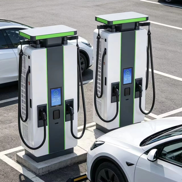 330kW Dual CCS1 DC Fast EV Charging Station, OCPP 1.6J/2.0.1 Upgradable IP54 Ground Mount EV Charger with 12.1-inch Touch Screen