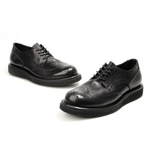 Chaussures en cuir véritable pour hommes, de haute qualité, tendance, décontractées, antidérapantes, respirantes, légères, à semelle épaisse - Product Image 3
