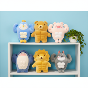 Jouets en peluche créatifs Lion, Ours, Cochon, Pingouin, Poussin, Husky, en coton PP, matériau en peluche courte, 31cm-50cm - Product Image 2