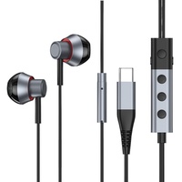 [Con Tarjeta de Sonido Integrada] Micrófono Intraural Dinámico Tipo-C con Cable de 1.5M para Karaoke, Grabación, Transmisión en Vivo y Retorno de Sonido en Tiempo Real