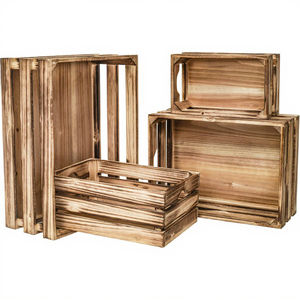 4-Piece Set Large Rustic Style Modern <strong>Design</strong> Wooden Storage <strong>Boxes</strong> <strong>Nesting</strong> Farmhouse Display <strong>Boxes</strong> - Product Image 3