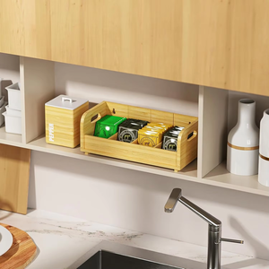 ที่ใส่ถุงชาไม้ไผ่แบบโมเดิร์น ช่องใส่ปรับได้สี่ช่อง กล่องใส่ชา/กาแฟแบบตั้ง สำหรับจัดเก็บและโชว์ - Product Image 5