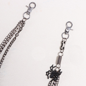 Hip Hop Punk Metal Multi Layered <b>Chain</b> Waist <b>Chain</b> Gunmetal Spider Pendant <b>Jeans</b> Accessory Casual Streetwear Style - Product Image 4