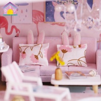 Hongda rose maison de poupée M915 premier amour en bois maison de poupée Miniature bricolage 3D à la main maison de poupée Kit pour les filles
