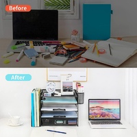 Organisateur de bac à papier à lettres à 5 niveaux avec tiroir et 2 porte-stylos organisateurs de bureau et accessoires pour fournitures de bureau