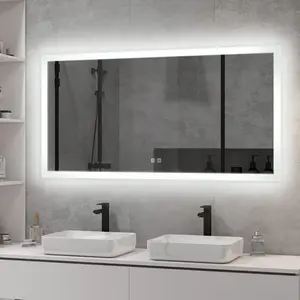 Fullkenlight Hotel Bathroom Vanity Led Lighted Wall Mirror Smart Led Bathroom Mirror With Touch Screen