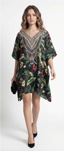 Robe longue tunique kaftan en viscose pour femme, style africain, coupe décontractée, poncho kimono, manches chauve-souris, finition soyeuse, tenue bohème pour la plage et les vacances - Product Image 4