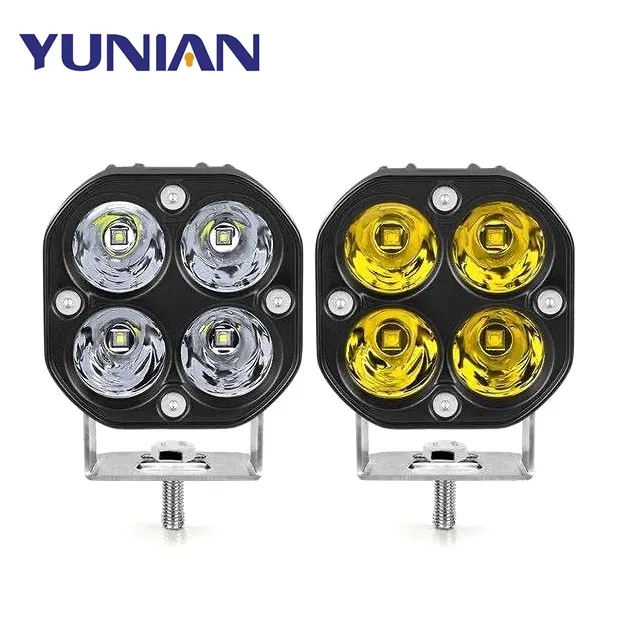 Lámpara LED de trabajo de 3 pulgadas y 40W, luz blanca y amarilla para coche, motocicleta, barco, camión, SUV, ATV, accesorios de coche