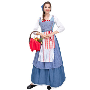 Disfraz de Sirvienta para Mujer, Vestido Largo con Delantal a Cuadros Azules, Disfraz de Fantasía para Halloween, Cosplay - Product Image 4