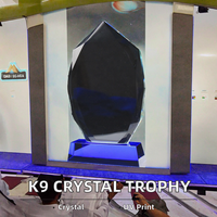 Yiwu Collection K9 Cristal Durable Poli Gravé Trophée Artisanat Souvenir Prix UV Imprimé Graphique Blanc Plaque Prix