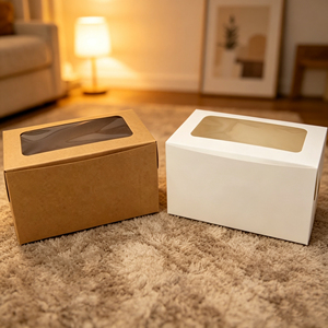 Boîtes à gâteaux en carton kraft biodégradables, recyclables, imperméables, de qualité alimentaire, imprimées sur mesure, pour cupcakes, pâtisseries, <span class=keywords><strong>biscuits</strong></span>, boulangeries - Product Image 3