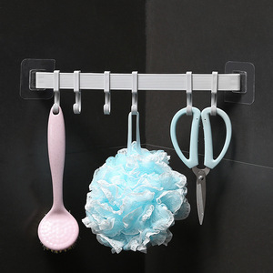 Creative 6-link adhesive plastic <b>hooks</b> for kitchens and bathrooms, six rows of <b>hooks</b> for toilet doors. - Product Image 2