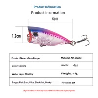 Leurre crankbait micro-tailles transfrontalier 4 cm 33 g avec hochet intégré, action de nage en zig-zag, imitation réaliste, en plastique, type Wave Crawler